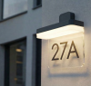 Lampa elewacyjna na taras i fasadę kinkiet LED IP54 z miejscem na numer domu ciemny szary Azzardo OPLO NUMBER WALL 3000K IP54 DGR AZ6835
